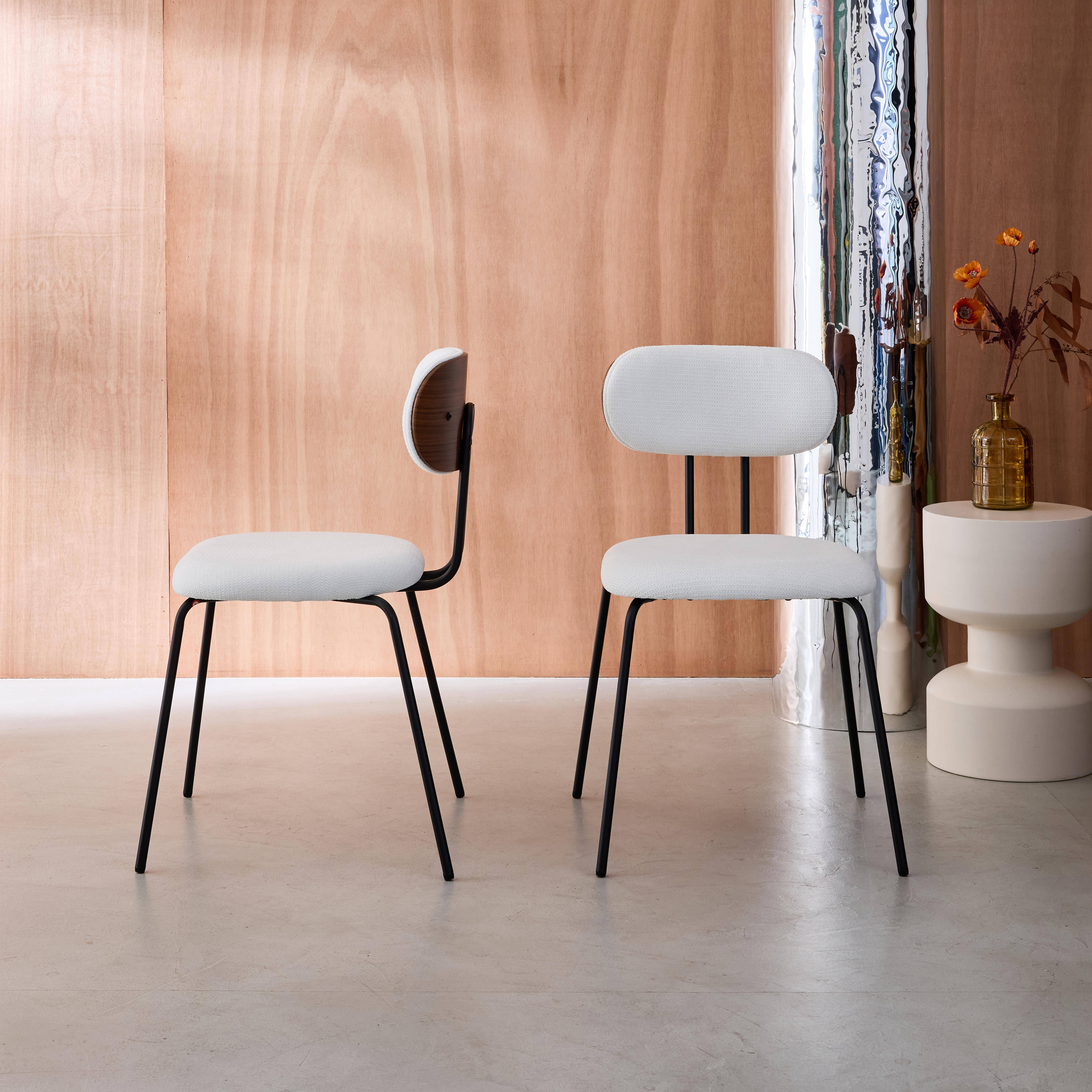 Erin - Silla decoración madera curvada teñida nogal y tela repelente al agua, set de 2