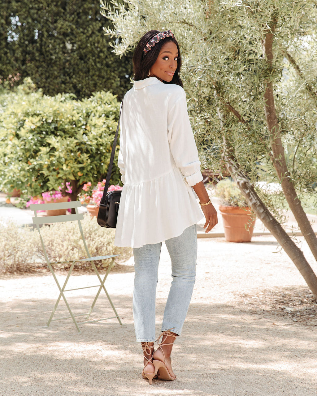 Peaceful Linen Blend Pocketed Button Down Babydoll Top - FINAL SALE - Se7enfashion
