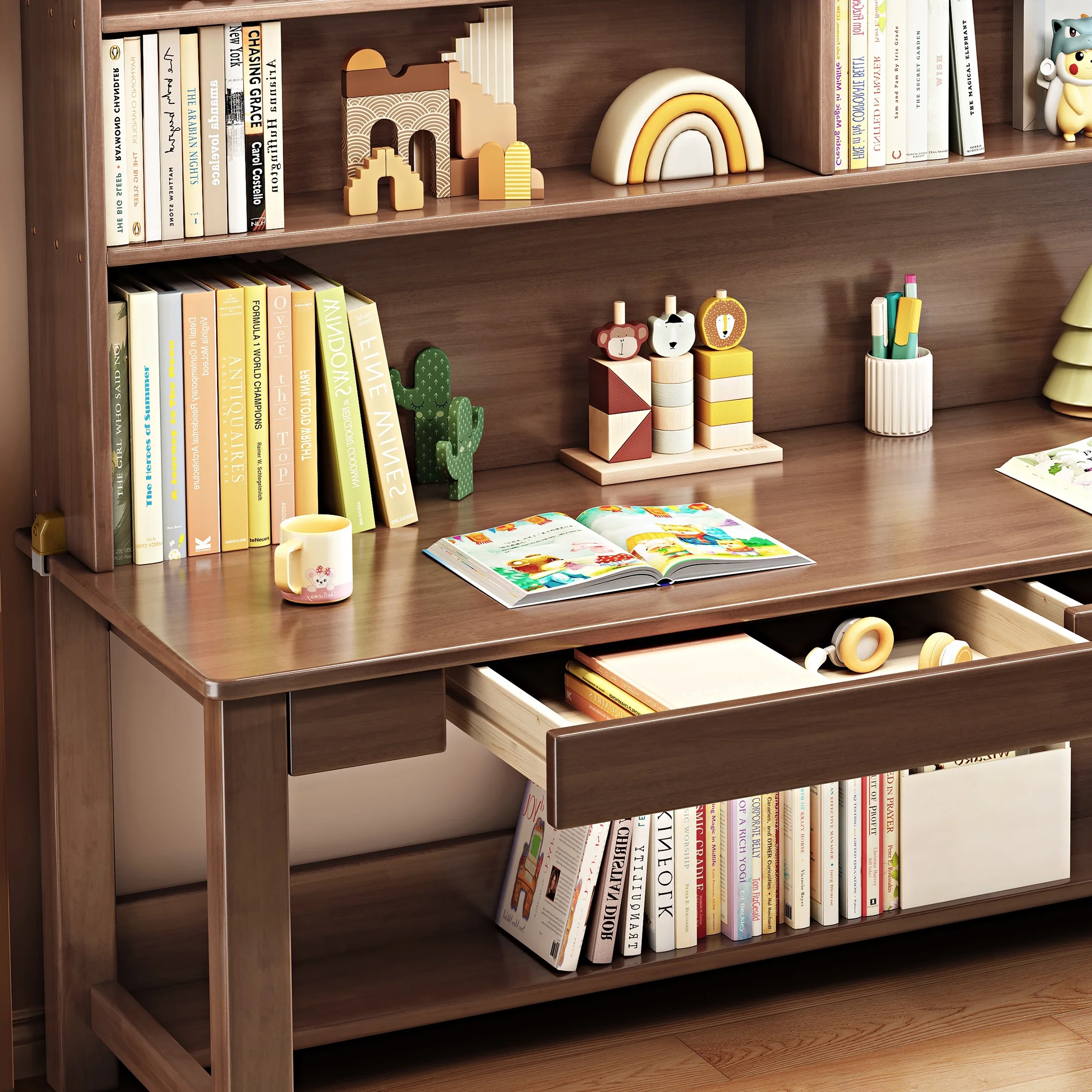 BALANBO Solid Wood Kids Desk and Chair Set with Hutch,Study Computer Desk with Drawers, Extra Large Two Person Study Desk Writing Table, Student White Desk with Bookshelf for Bedroom,Study Room,White - Image 22