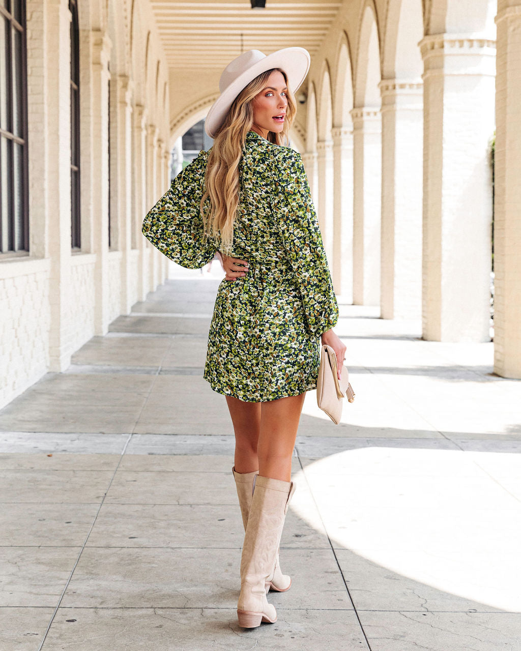 Floral Green Oasis Button Down Shirt Dress - SALE - Se7enfashion