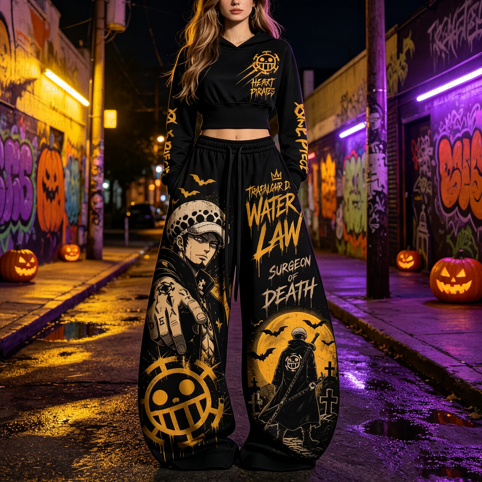One Piece Halloween Theme Hoodie & Pants Two Piece Tracksuit Set 3051005 TeeThreads Sustain the Scene with Custom Apparel