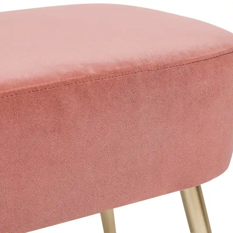Adeco Velvet Footrest Bench with Metal Legs - Stylish Bed End Stool and Dressing Chair