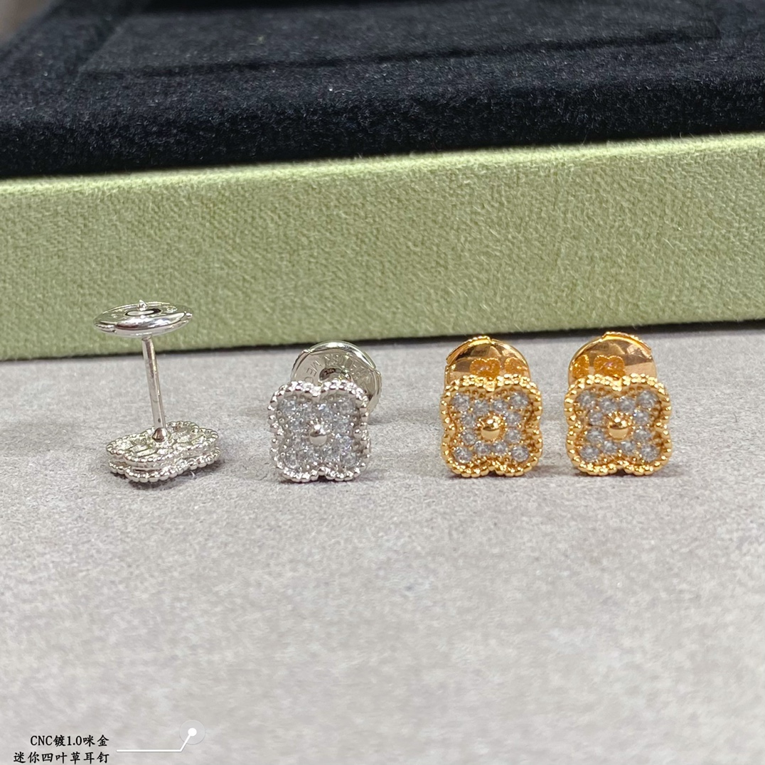 VCA Full Diamond Vintage Alhambra Earrings - Original Replica Club