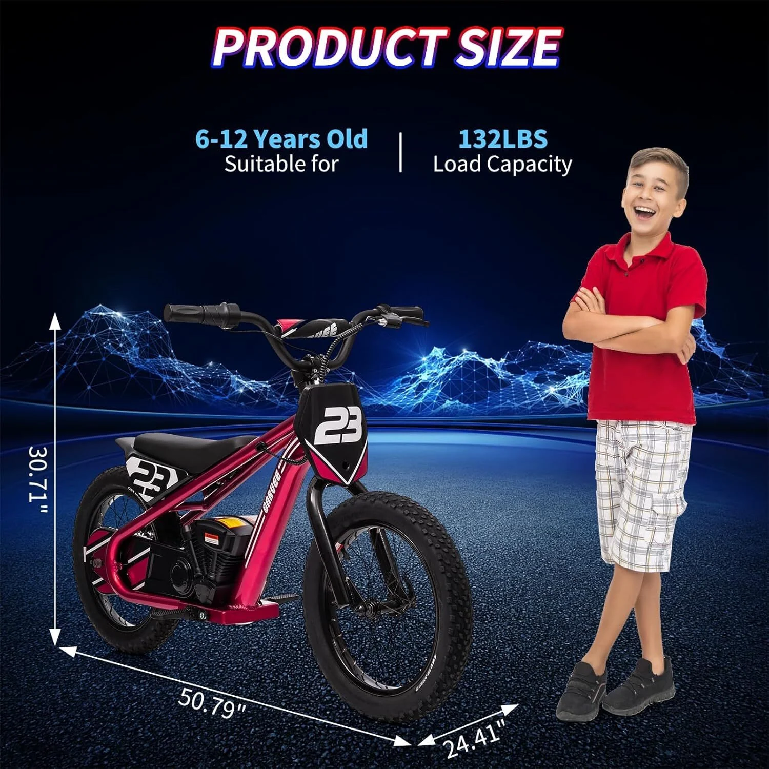 Aoile Electric Dirt Bike for Kids, 24V 5.2Ah Electric Motorcycle with 16" Tires, Electric Balance Bike w/Adjustable Speeds & Detachable Battery, Black - Image 19