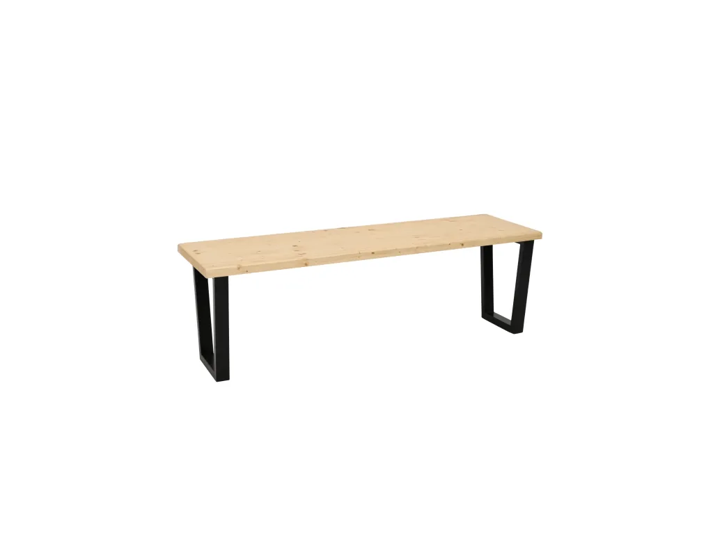 Banco rectangular de pino natural 140 cm patas negras estilo industrial Nidovia eil3231419