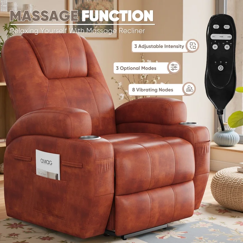 Lacoo power lift electric Massage recliner chair Oversized Single Sofa with Cup Holder for elderly,Black - Image 12