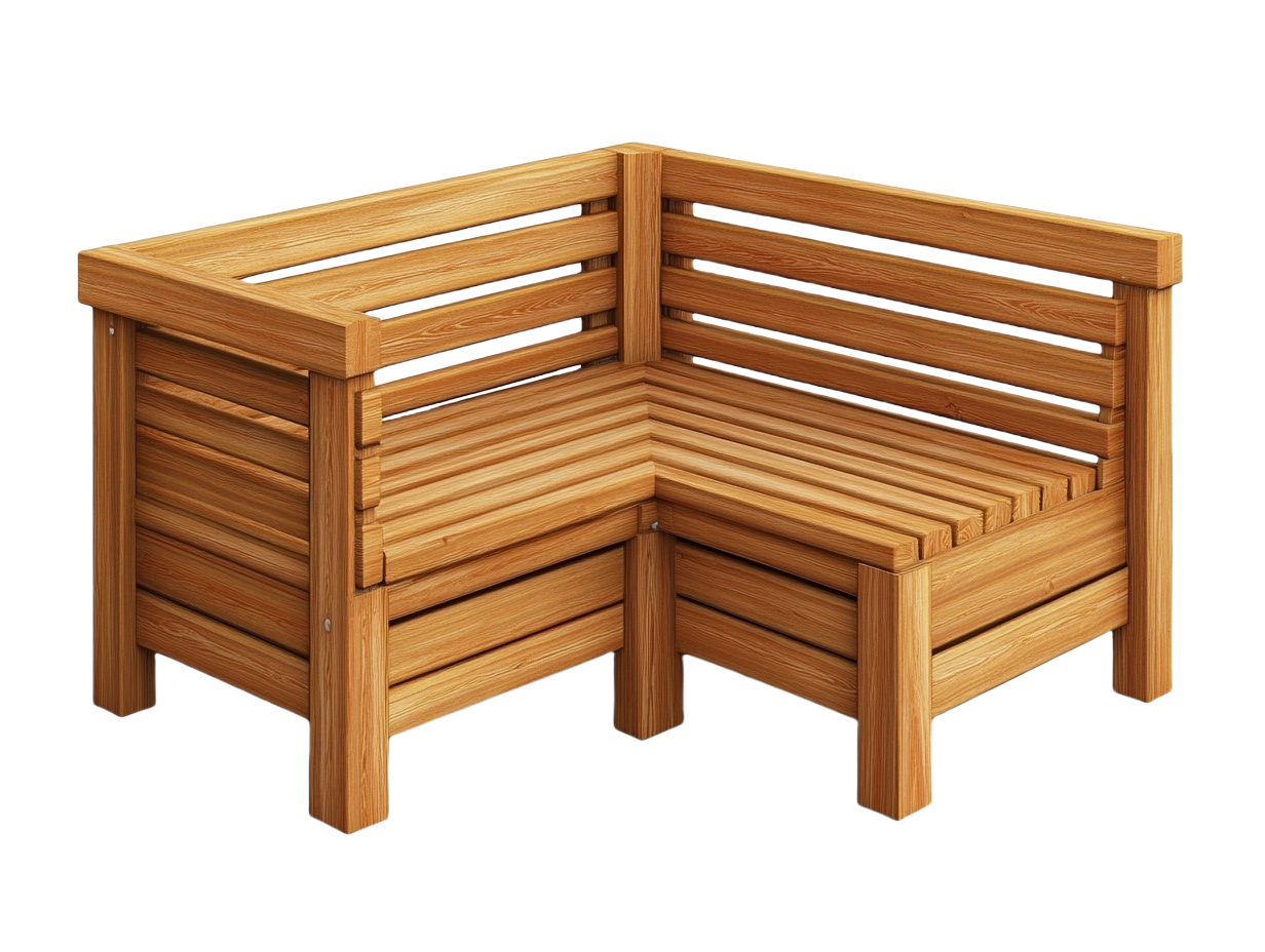 Sofá Esquinero de Madera 150x150cm para Jardín Color Madera Natural Diseño Moderno Funcional bz1590986