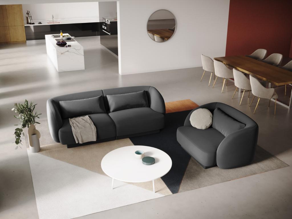 Sillón Confortzx de terciopelo gris - 103x90x70cm