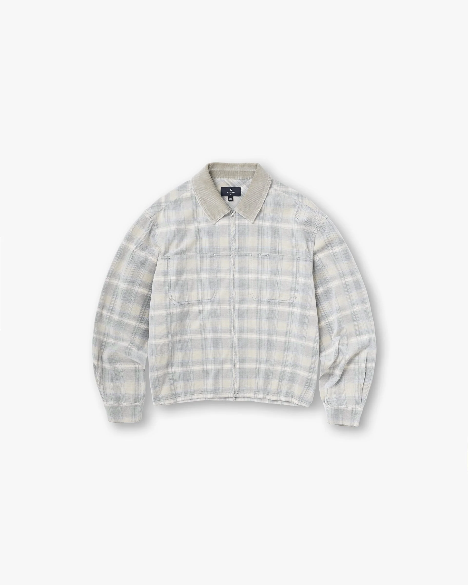 Cord Zip Flannel Shirt - Mineral
