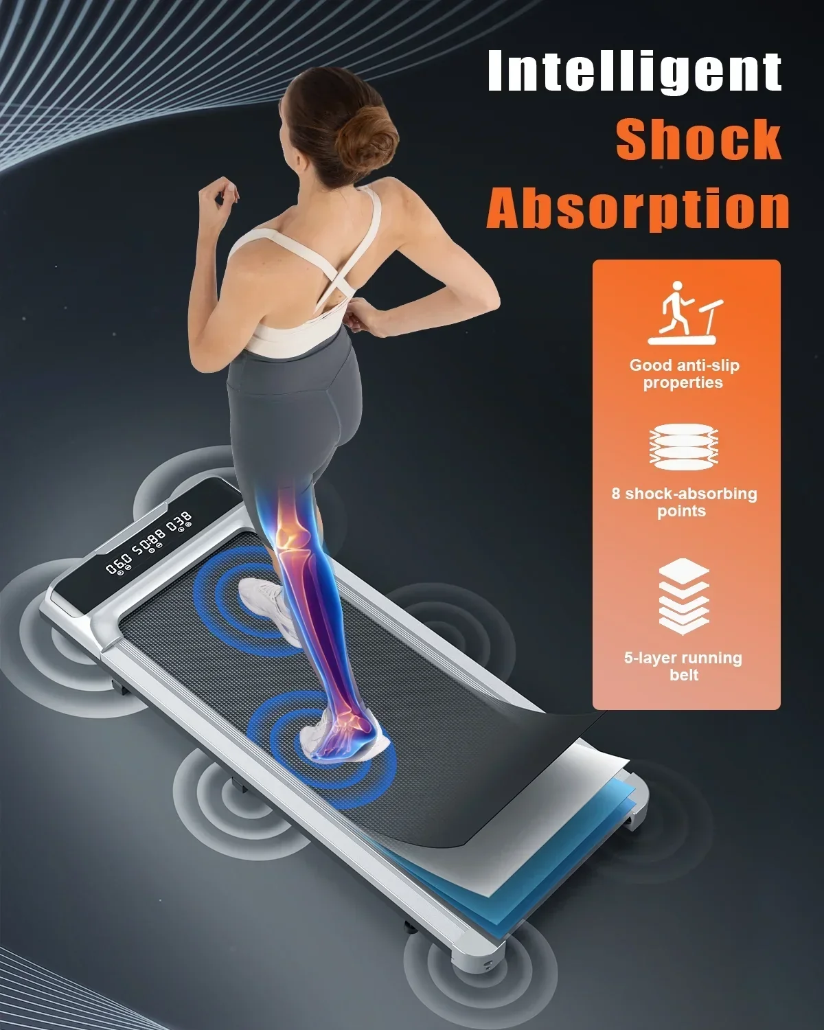 Bigzzia Walking Pad Treadmill, 2.5HP Brushless Motor, Silver - Image 7 Bigzzia Walking Pad Treadmill, 2.5HP Brushless Motor, Silver - Image 7