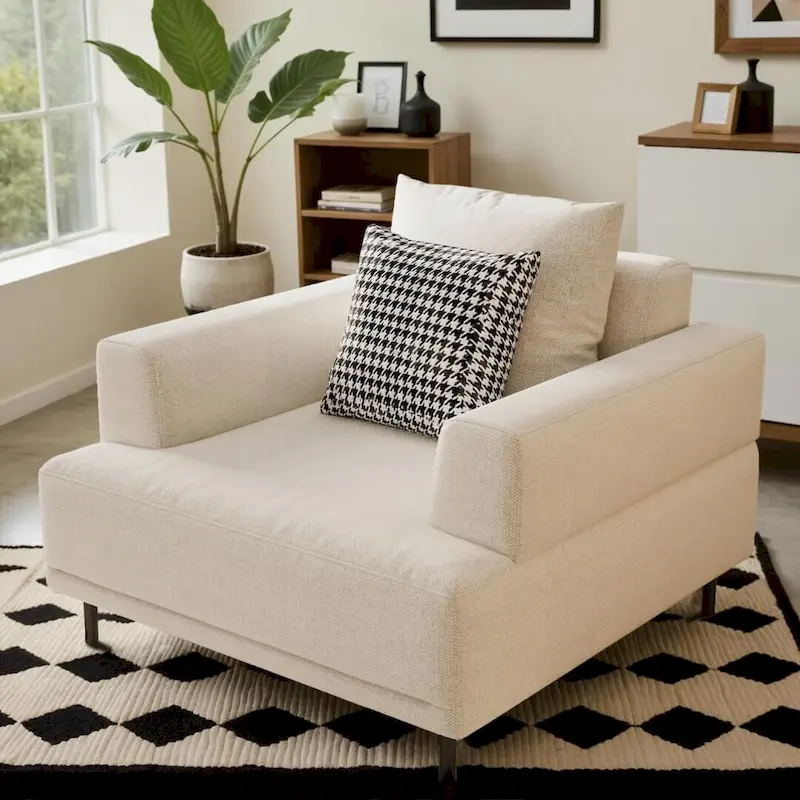 Contemporary Deep Seat Sofa with Cushions, Elevated Legs, Cozy Living Room Seating, Ideal for Apartments
