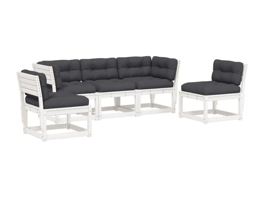 Set sofás jardín 5 pzas con cojines Mobtrendy maciza Mobtrendy blanco xkvl13315