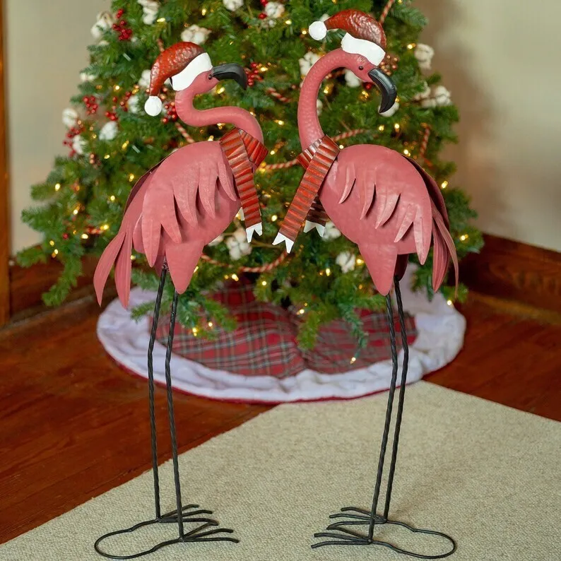 WAYFAIR Set Of 2 Pink Christmas Flamingos