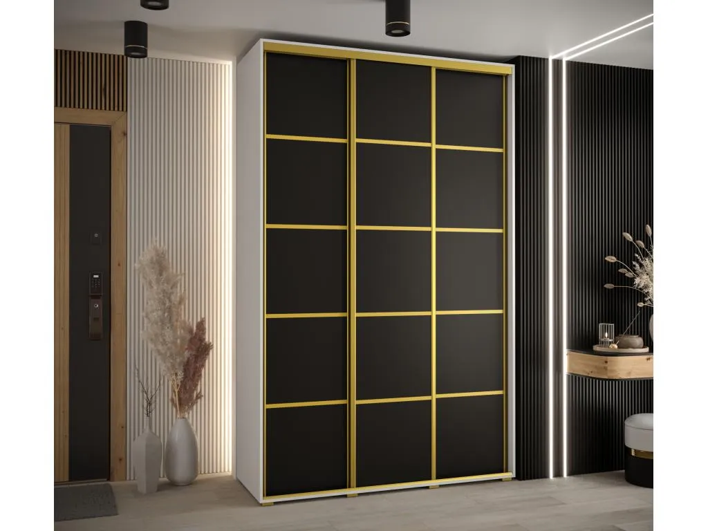 ARMARIO Alkifurniturees 4 DE PUERTAS CORREDERAS 235.2/170/45 3 puertas (Blanco/Negro/Oro) 20661STAY