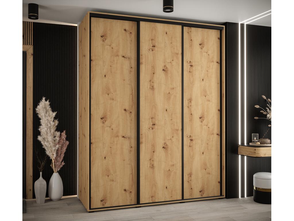 ARMARIO DAVOS 1 DE PUERTAS CORREDERAS 235,2/190/60 3 puertas (Artisan/Artisan/Negro)