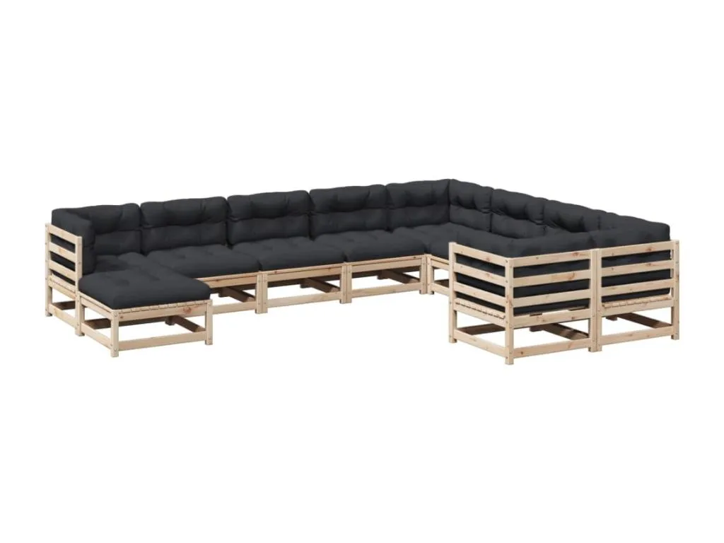 Set de 10 piezas de sofás para jardín Vivirsingular con cojines en madera maciza Vivirsingular marrón ecfj40451