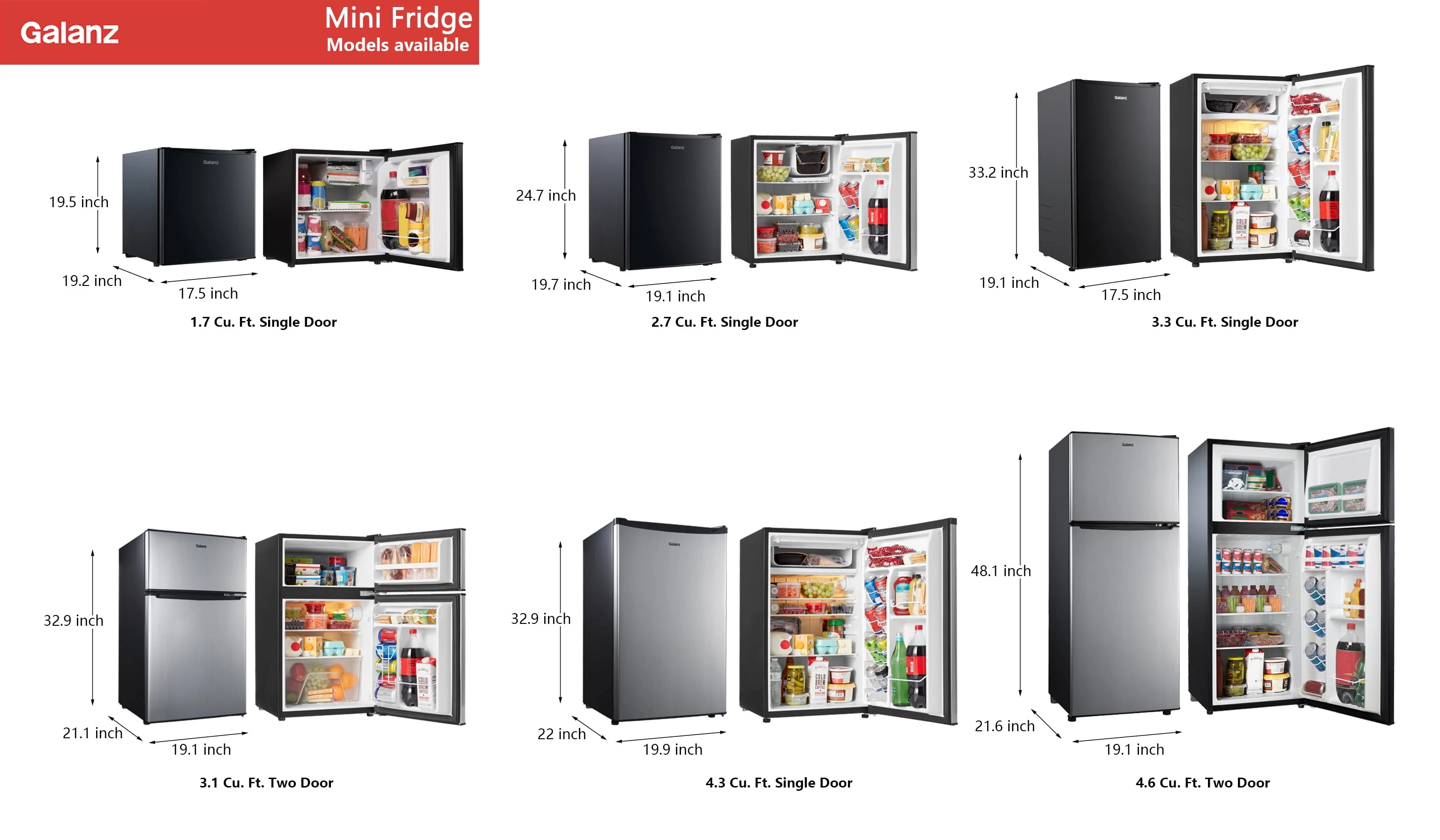 Galanz 3.3 Cu ft One Door Mini Fridge, Black Estar, New - Image 9