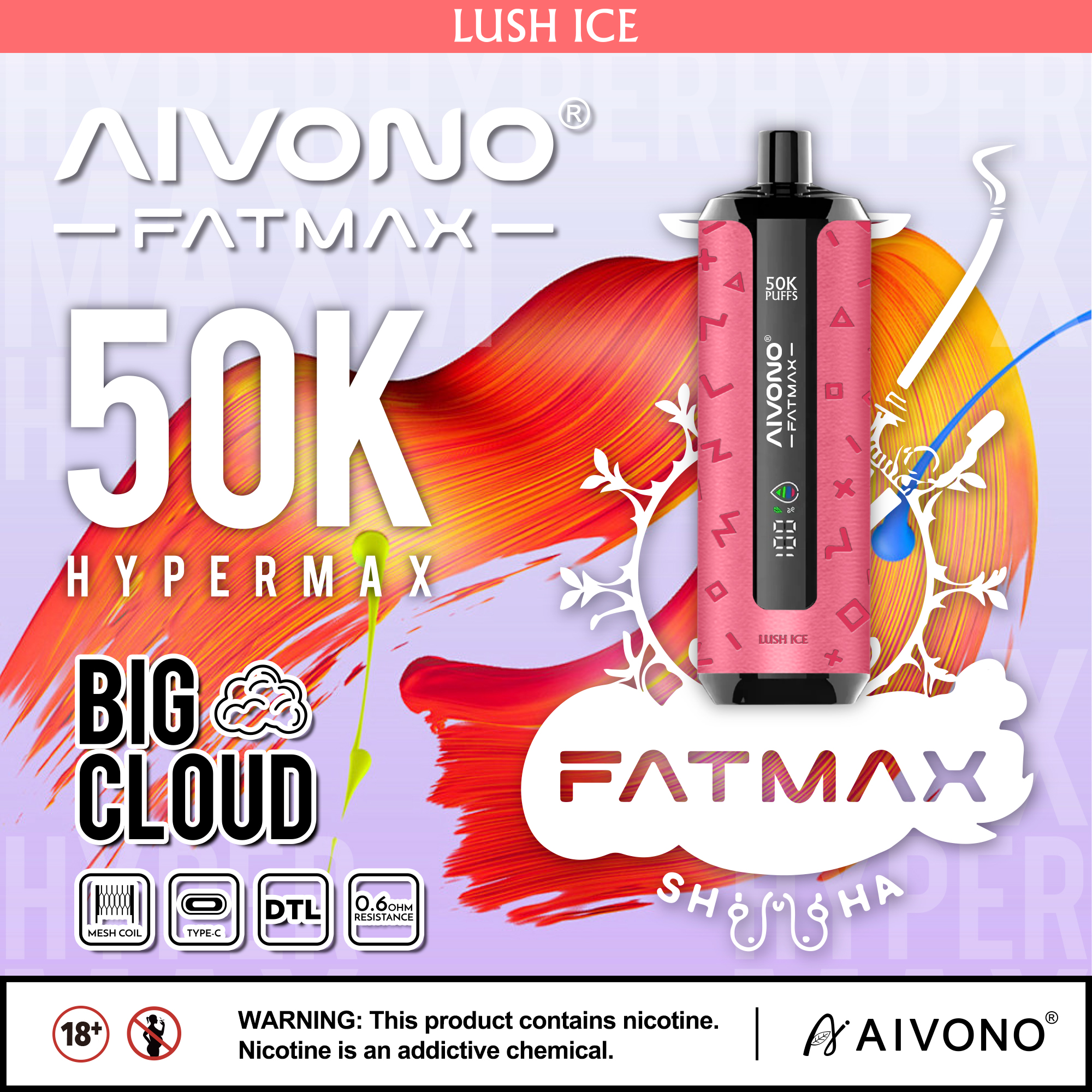 AIVONO AIM FATMAX 50000 Puffs Disposable Shisha Vape
