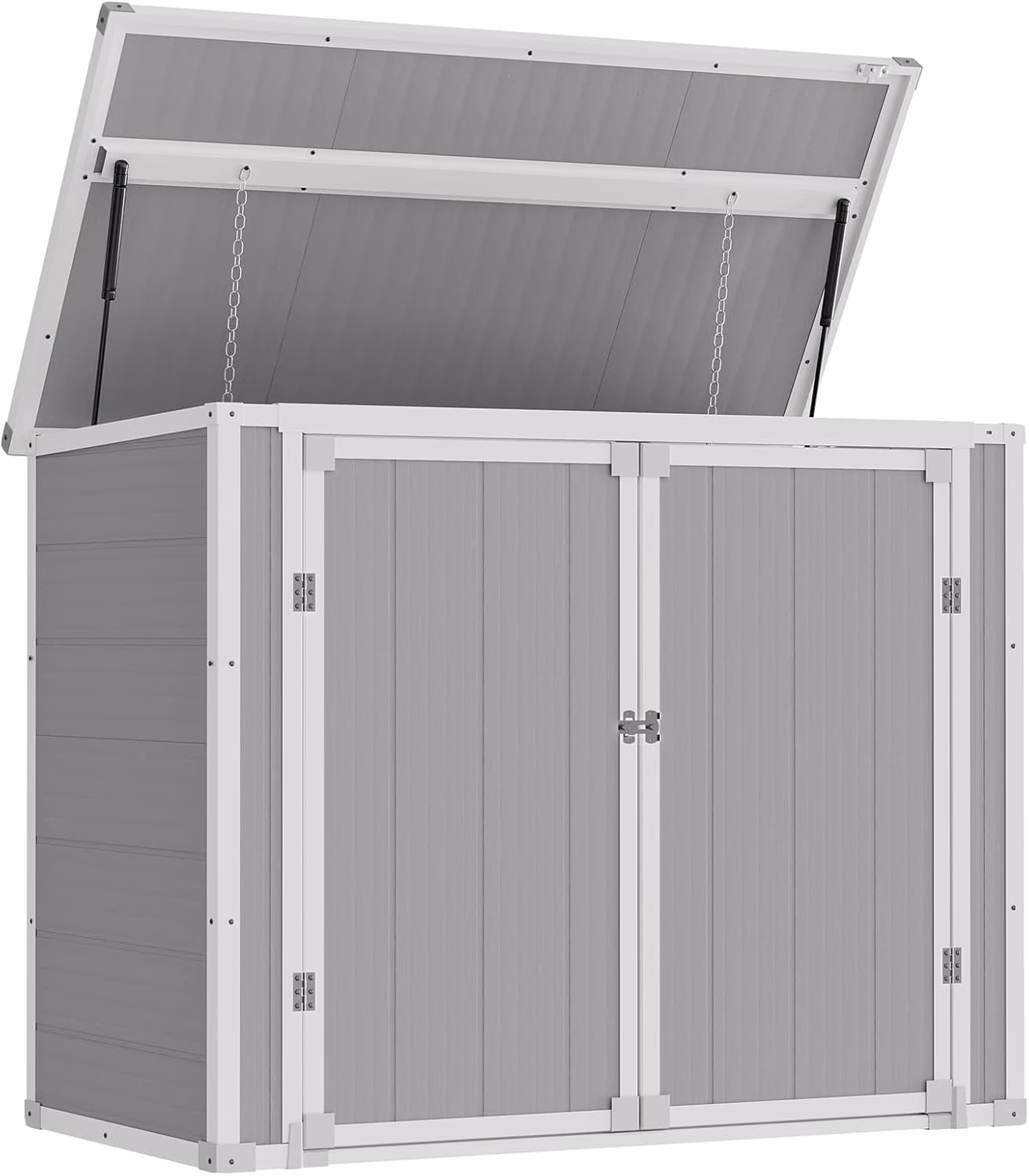 ELPOSUN Outdoor Storage Shed 6x4.5 ft, Resin Outside Sheds & Outdoor Storage Plastic for Trash Can, Bike, Lawnmower, Generator, Tool Shed with Lockable Door for Backyard, Lawn, Patio, Grey & White - Image 12