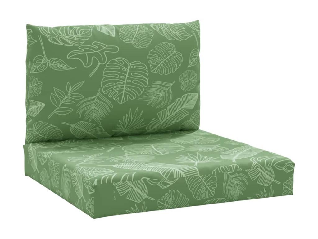 Cojines de palet 2 piezas tela Oxford estampado hojas