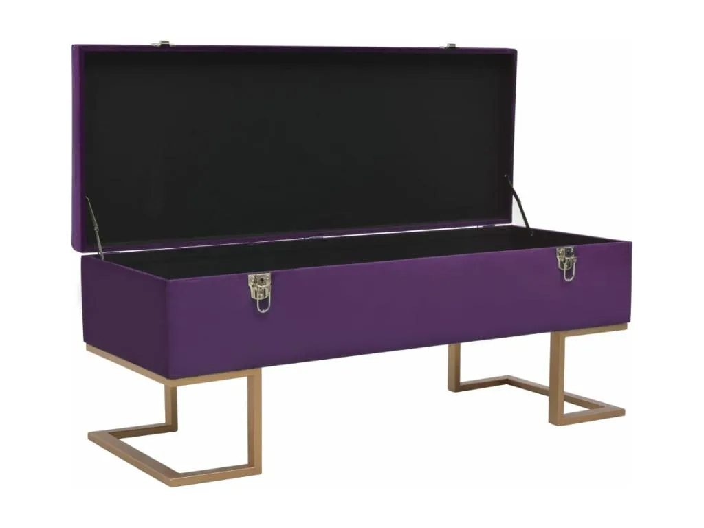 Banco con compartimento terciopelo morado 105 cm dxl1736757
