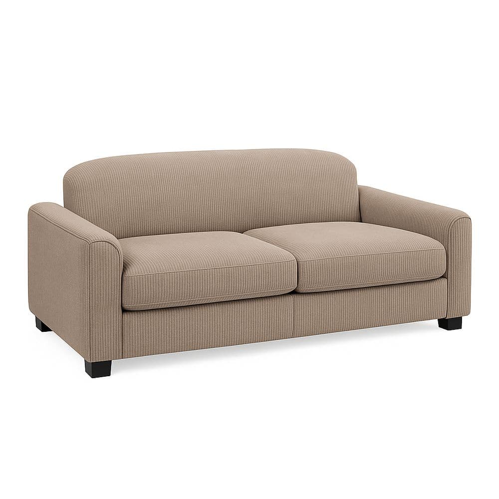 Sofá Rectangular 2 Plazas Beige Tela A Rayas