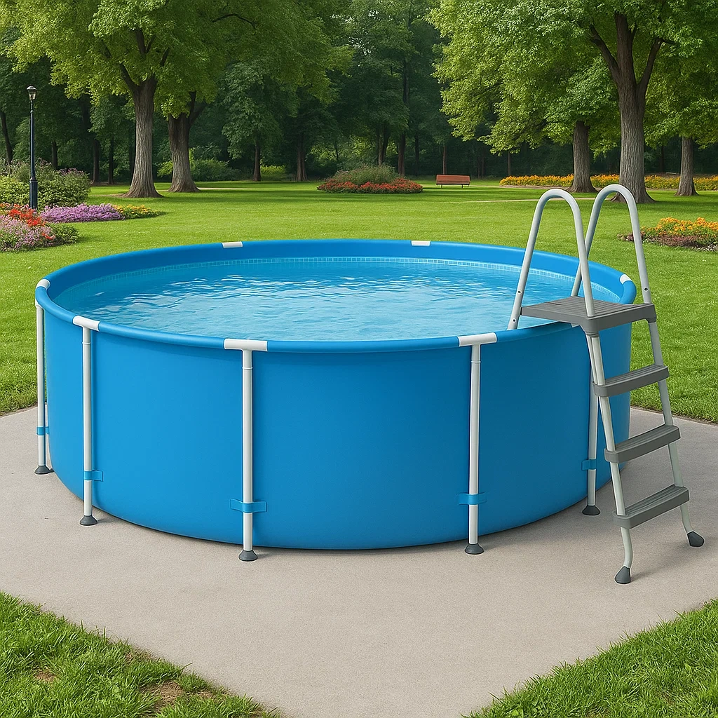 Piscina tubular redonda desmontable de acero 298x96 cm azul/Blanco con filtro y escalera UlZvMvP239Sb