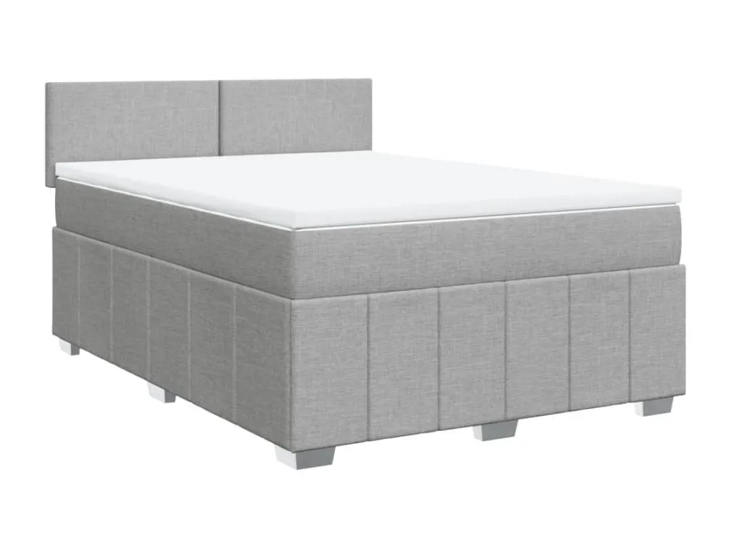 Cama box spring con colchón tela gris claro 140x190 cm qfg3522146