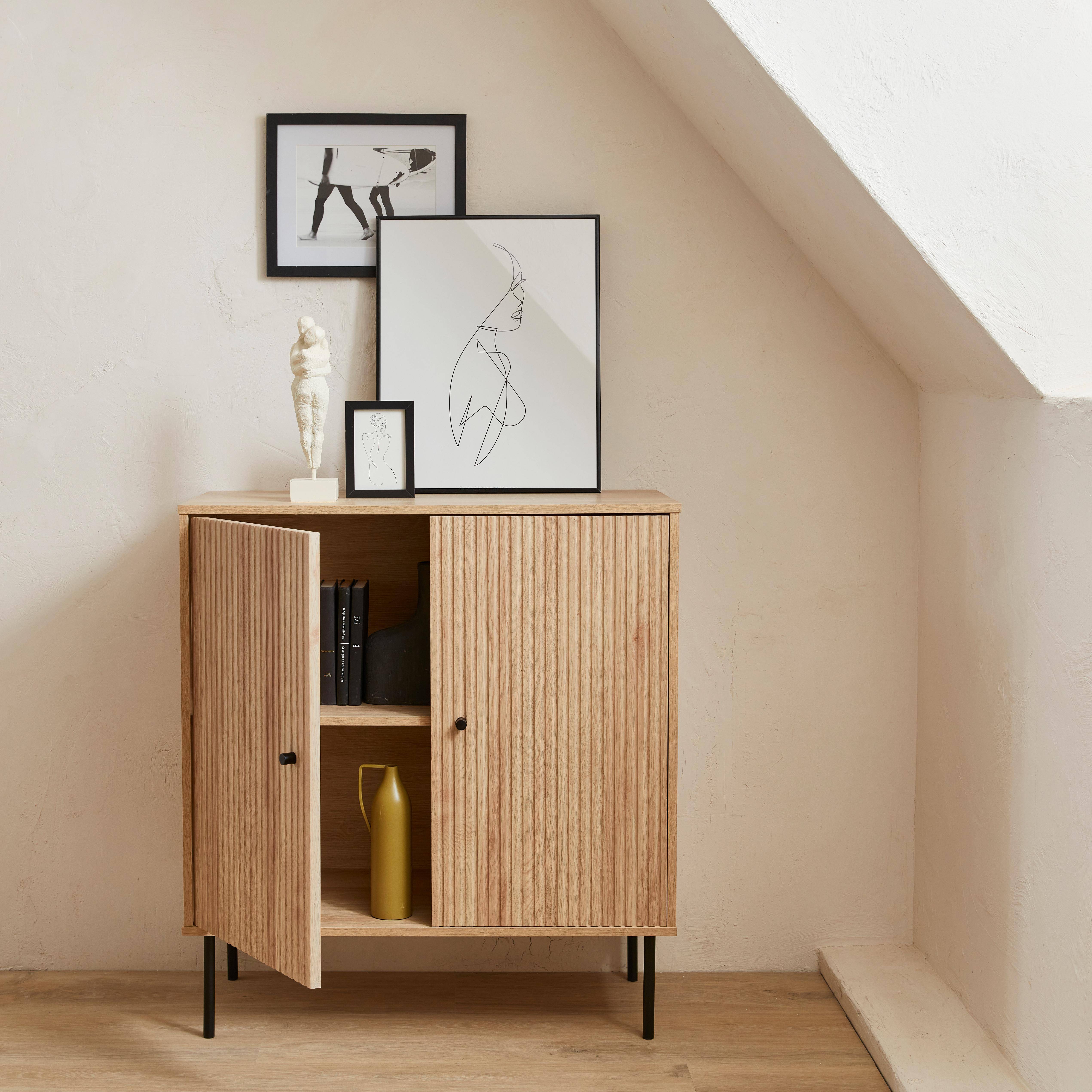 Braga - Aparador con efecto madera de 2 puertas, 83.5cm