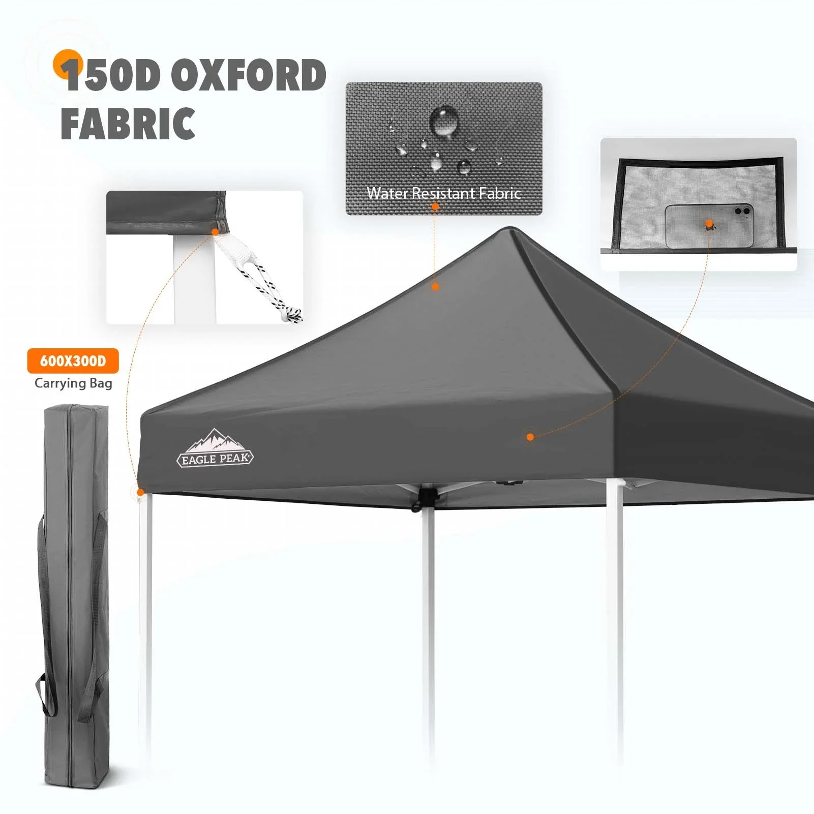 EAGLE PEAK 5x5 Pop up Canopy Tent Instant Outdoor Canopy Easy Set - up Straight Leg Folding Shelter（blue）
