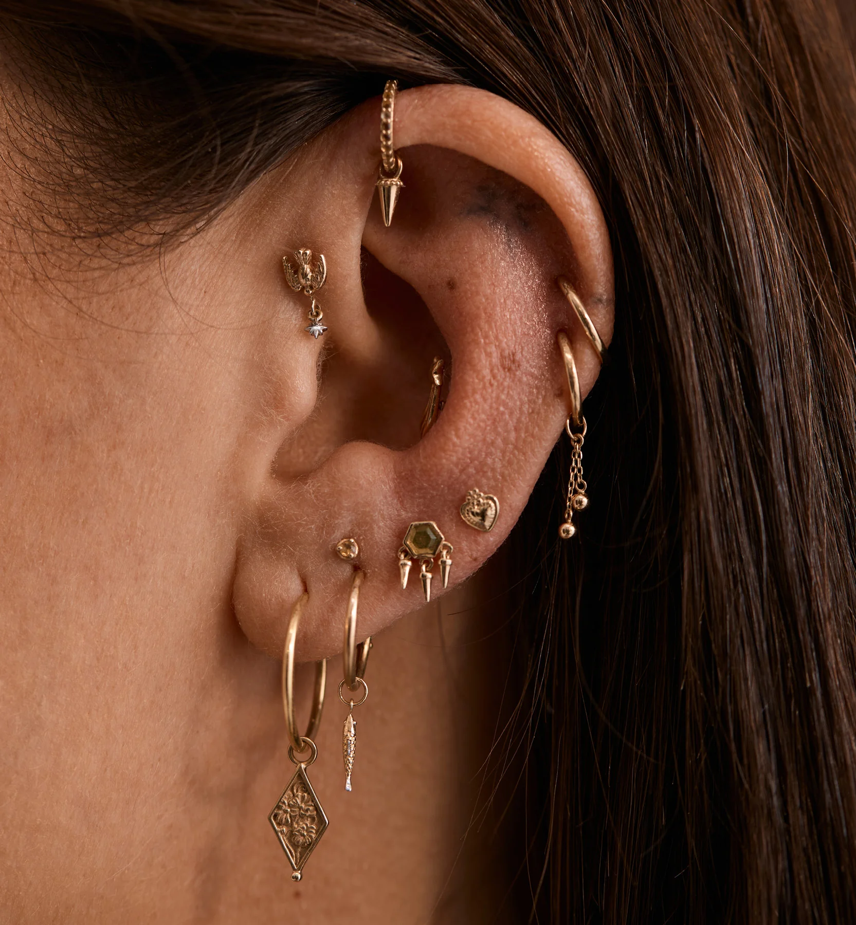 Love Bird Piercing Front 14K