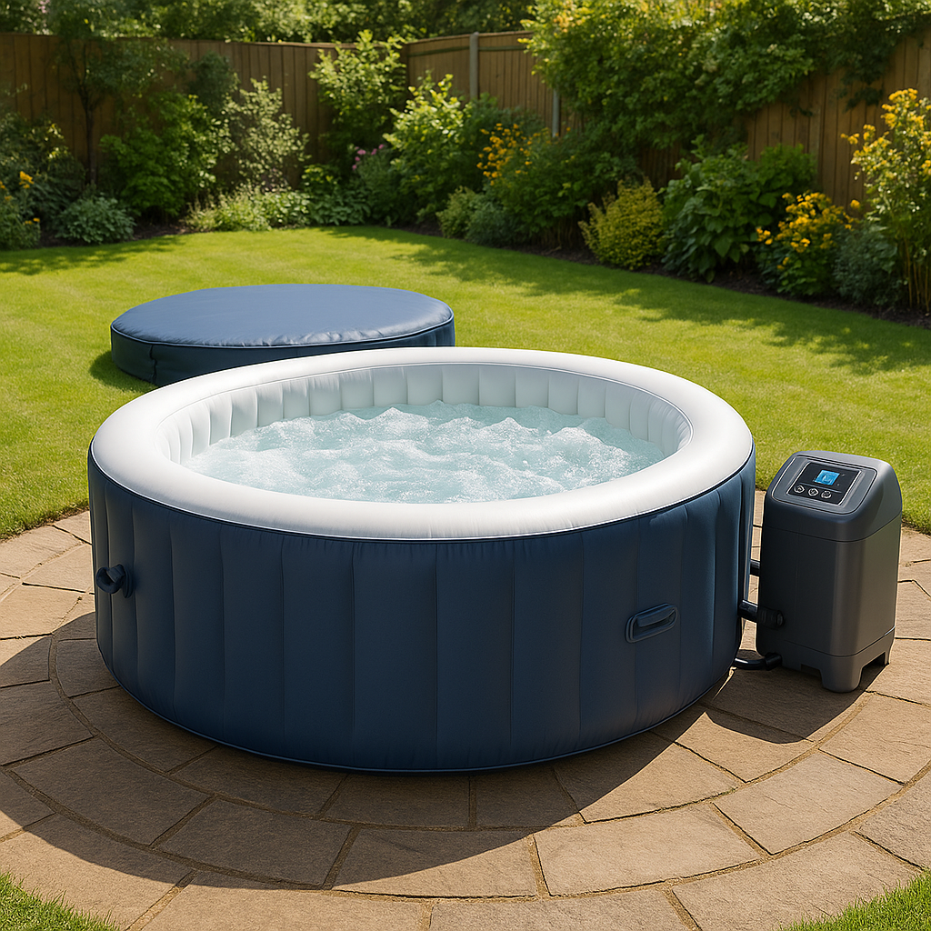 Spa inflable bañera hidromasaje Azul marino/Blanco PVC Jardín 180 × 65 cm