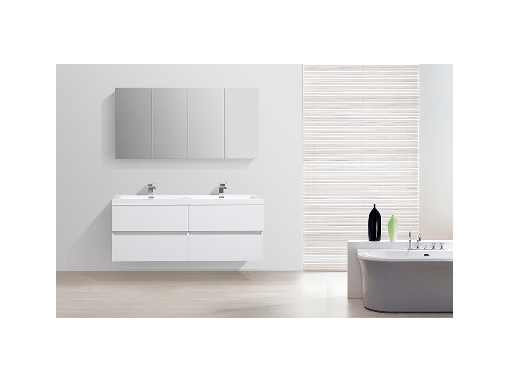 Armario espejo baño 144cm MONTADO SIENA Tucasago Lacado