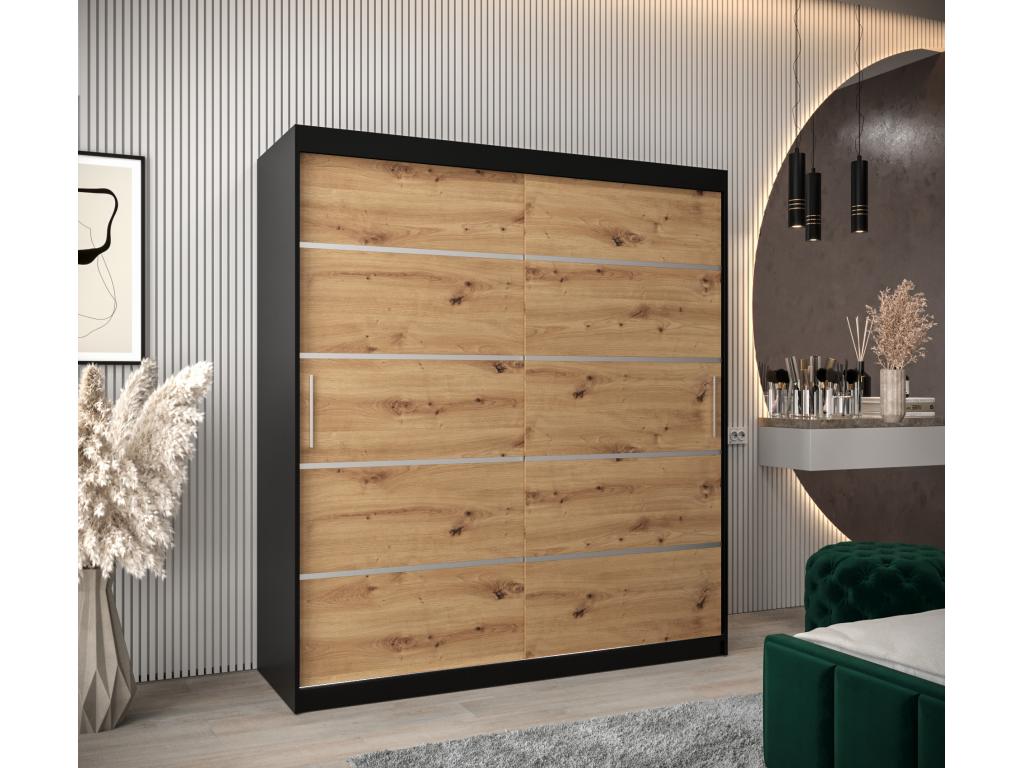 ARMARIO Abodeia 1 DE PUERTAS CORREDERAS 200/180/62 2 puertas negro/artisan
