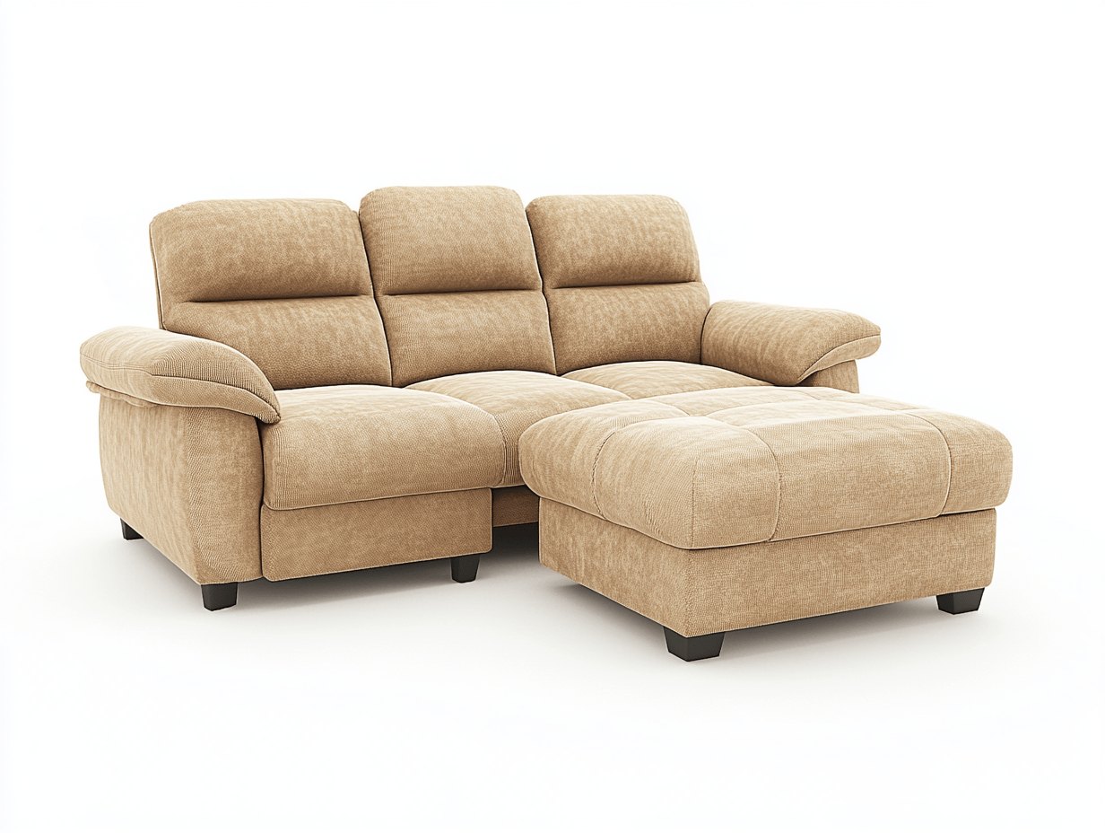 Sofá de tela beige moderno para salón seccional con chaise longue