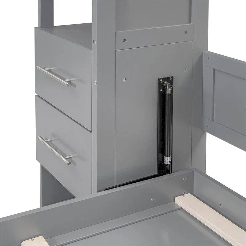 Merax Murphy Bed with Shelves, Drawers, and Integrated LED Lighting