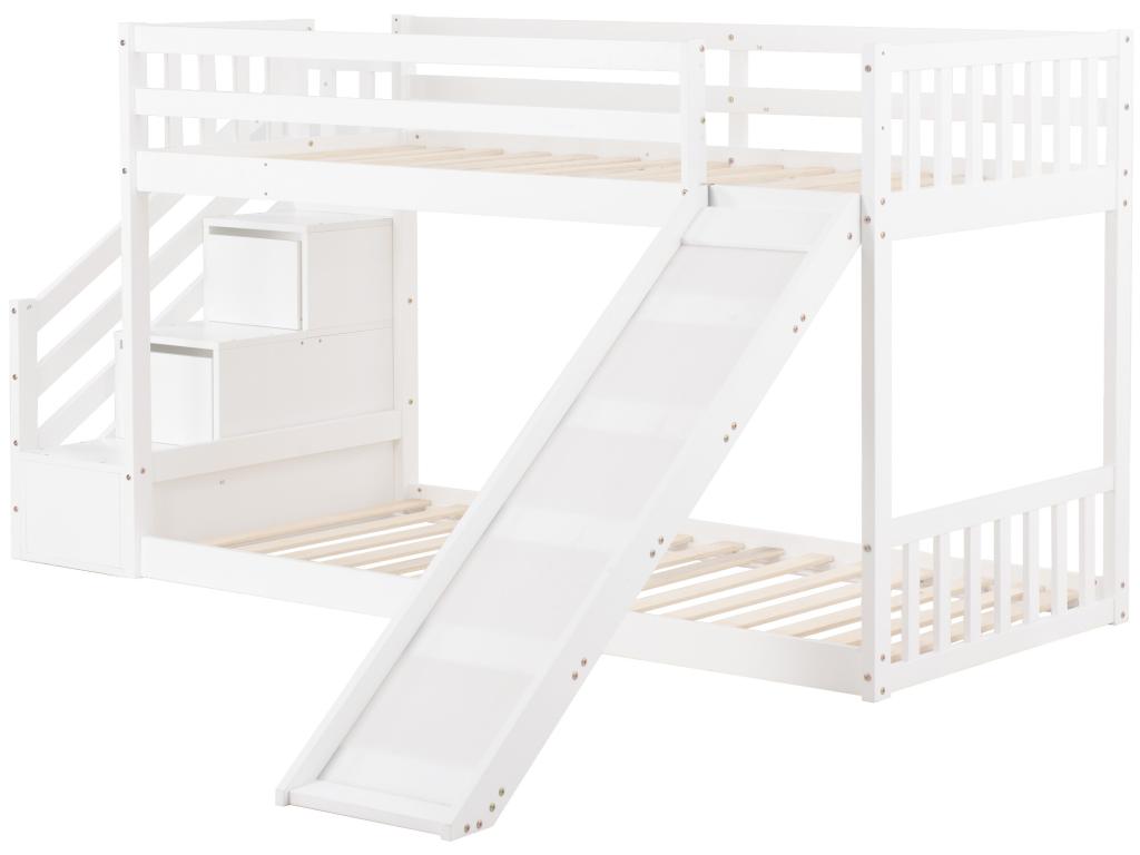 Litera 2x90x200cm de Nidolux macizo- con escalera de almacenaje y tobogán- somier de láminas-