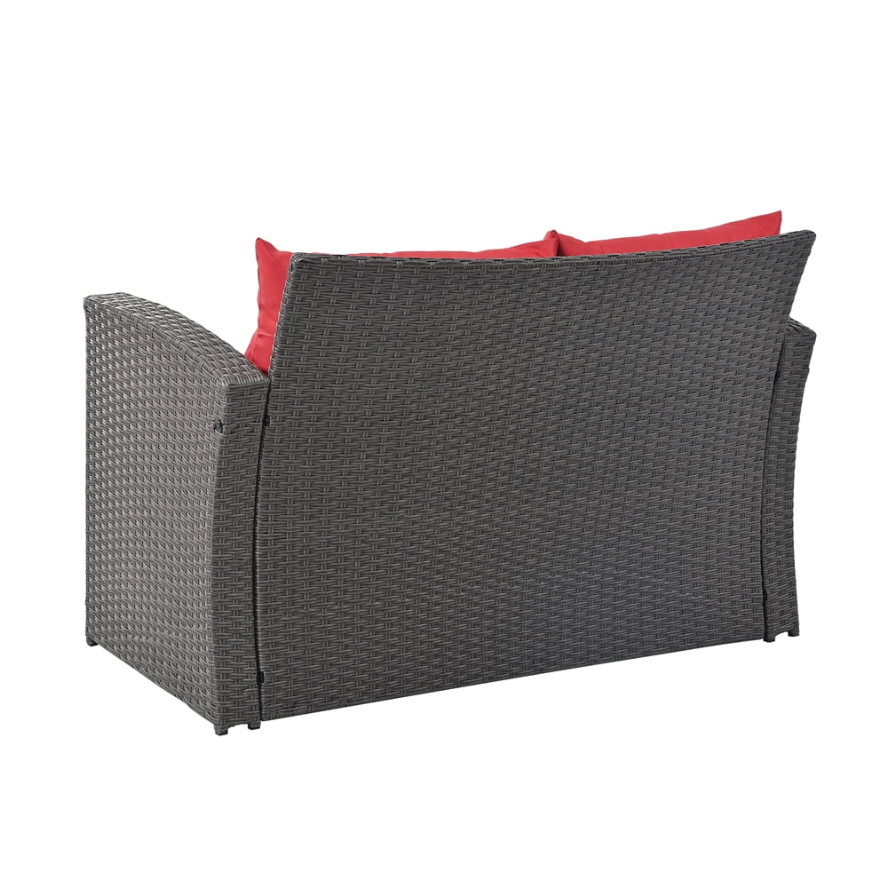 4 Pieces Patio Conversation Set, Outdoor Furniture Set with Cushion, Outside Sectional Rattan Wicker Sofa Furniture Set for Garden, Porch, Backyard, Gray - Image 21