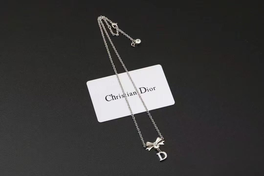 Dior Bow Letter D Pendant Necklace - Original Replica Club