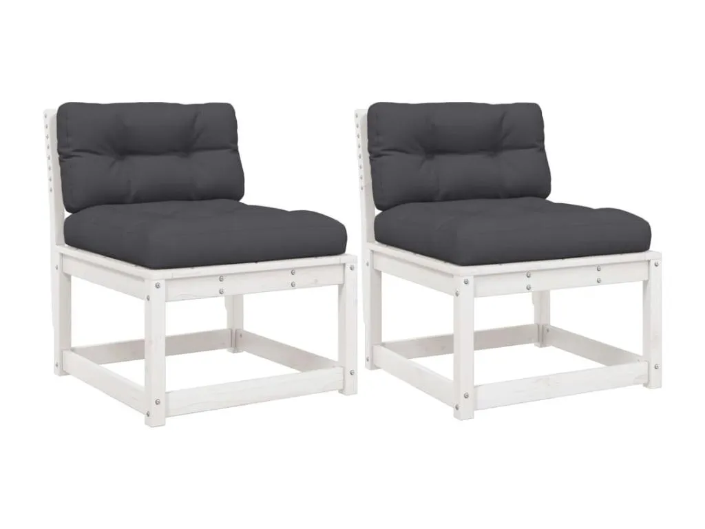 Sofás de jardín con cojines 2 uds Alkifurniturees maciza de Alkifurniturees blanco AZQQ36322