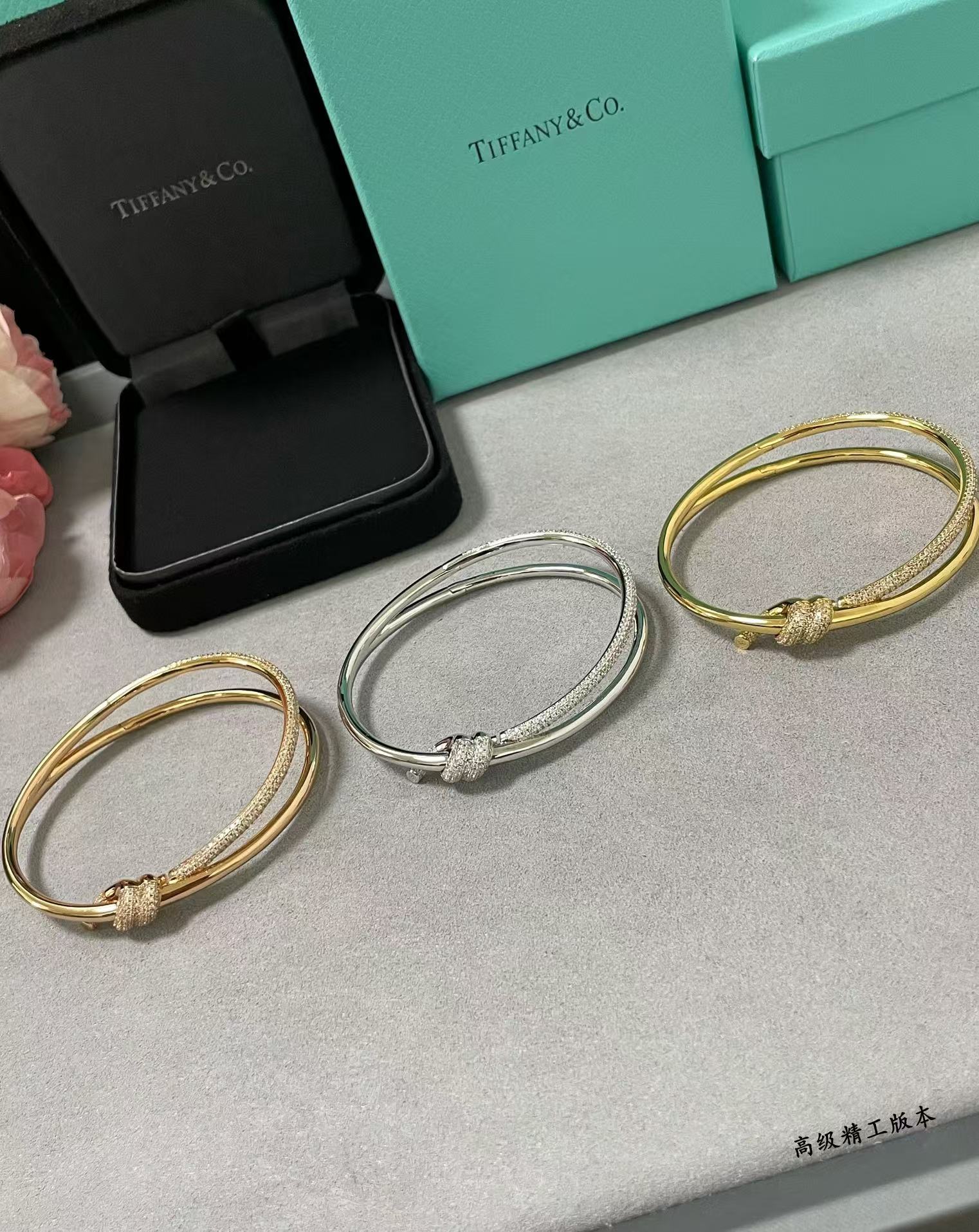 Tiffany Knot Double Row Hinged Bangle Bracelet - Original Replica Club