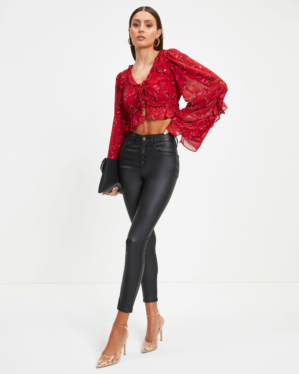 Valentine Floral Front Tie Top - Se7enfashion