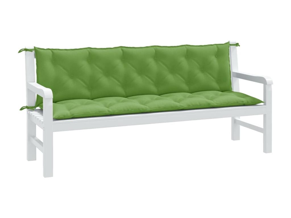 Cojines para banco jardín 2 unidades tela verde melange 180x50x7 cm