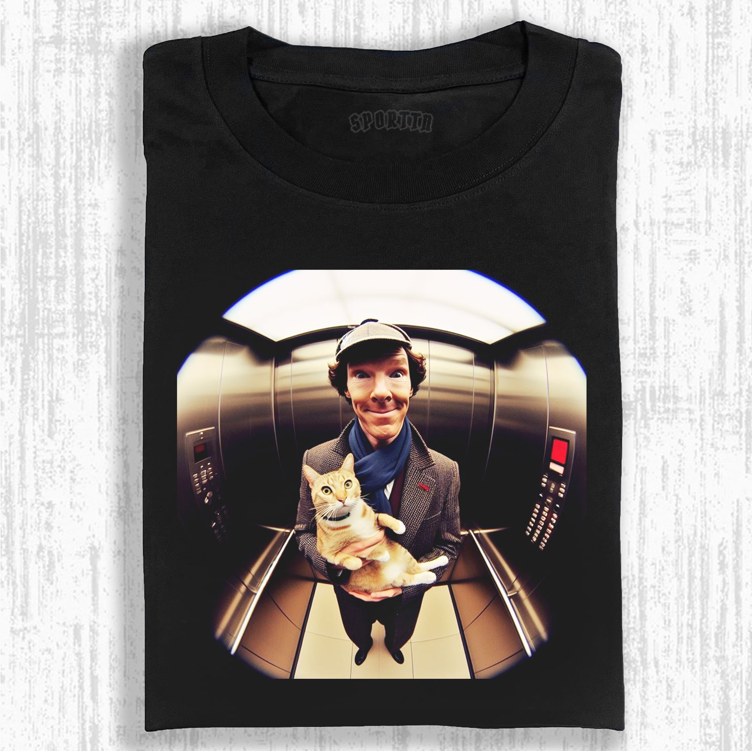 BC SHERLOCK HOLMES WITH A CAT T-SHIRT