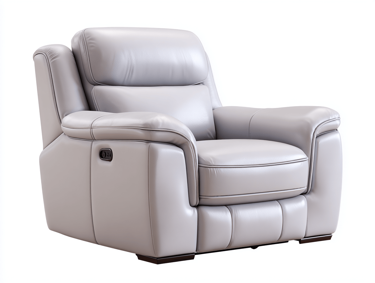 Sillón reclinable eléctrico cuero gris claro 98×100×105 cm con 1 cojín de respaldo estilo moderno