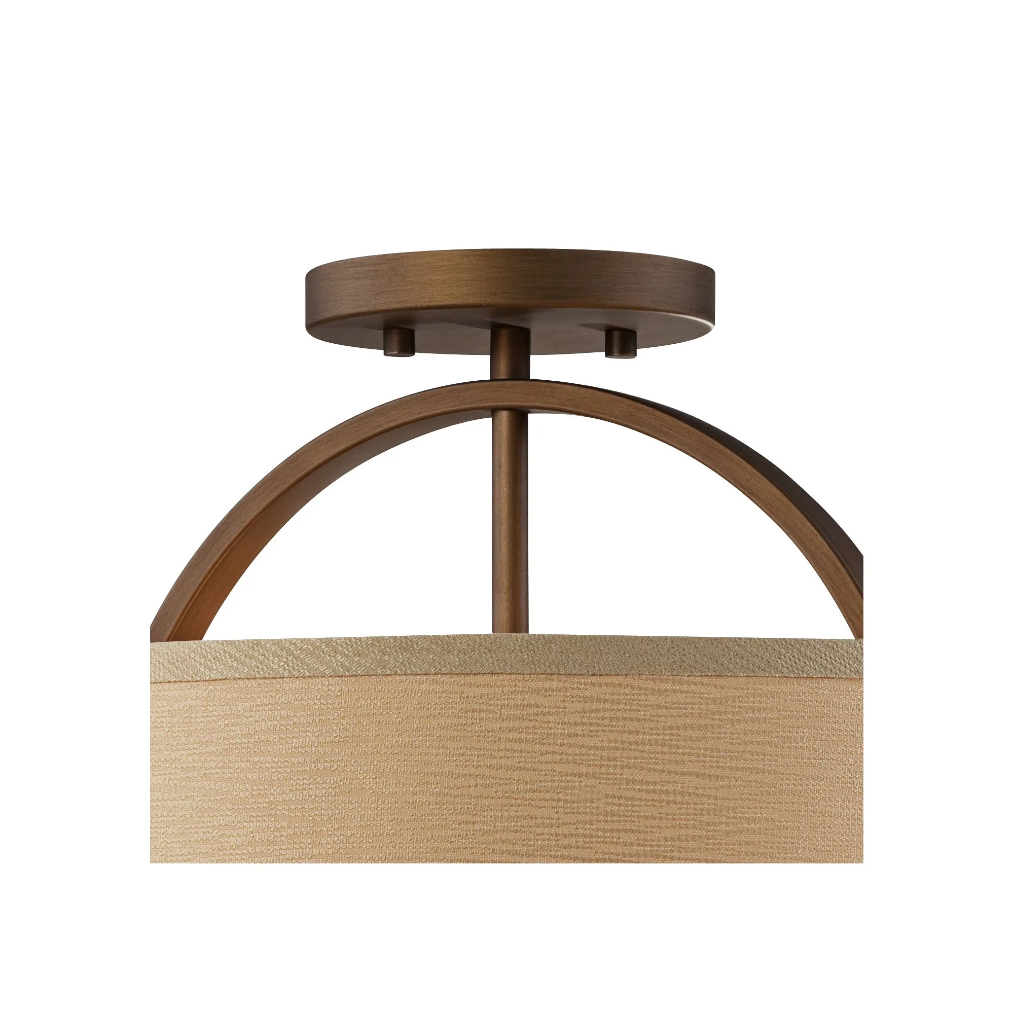 Possini Euro Design Halsted Modern Ceiling Light Semi Flush Mount Fixture 15" Wide Brushed Bronze 2-Light Oatmeal Linen Drum for Bedroom Living Room - Image 4