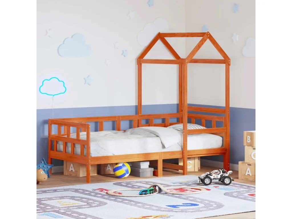 Sofá cama con techo Lluesmahome maciza Lluesmahome marrón cera 90x200 cm PAUZ77588