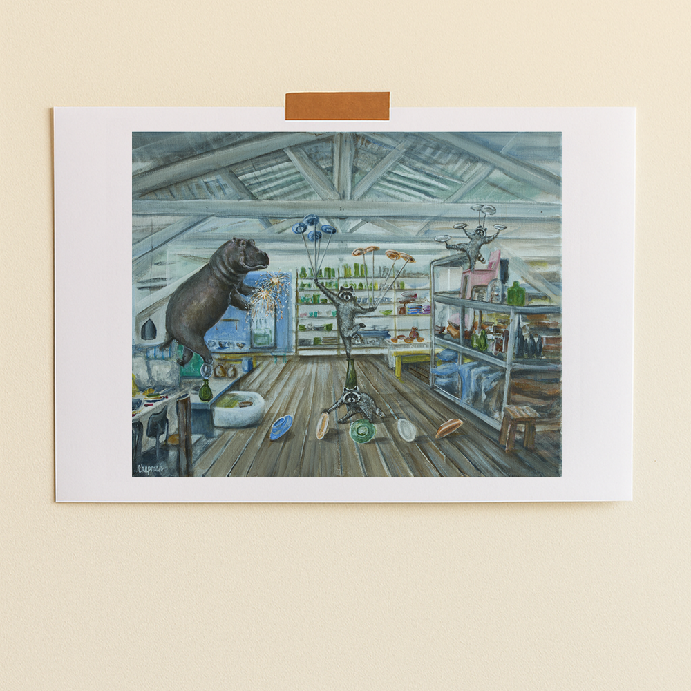 Merci x Travis Chapman - Affiche Shopping for glassware