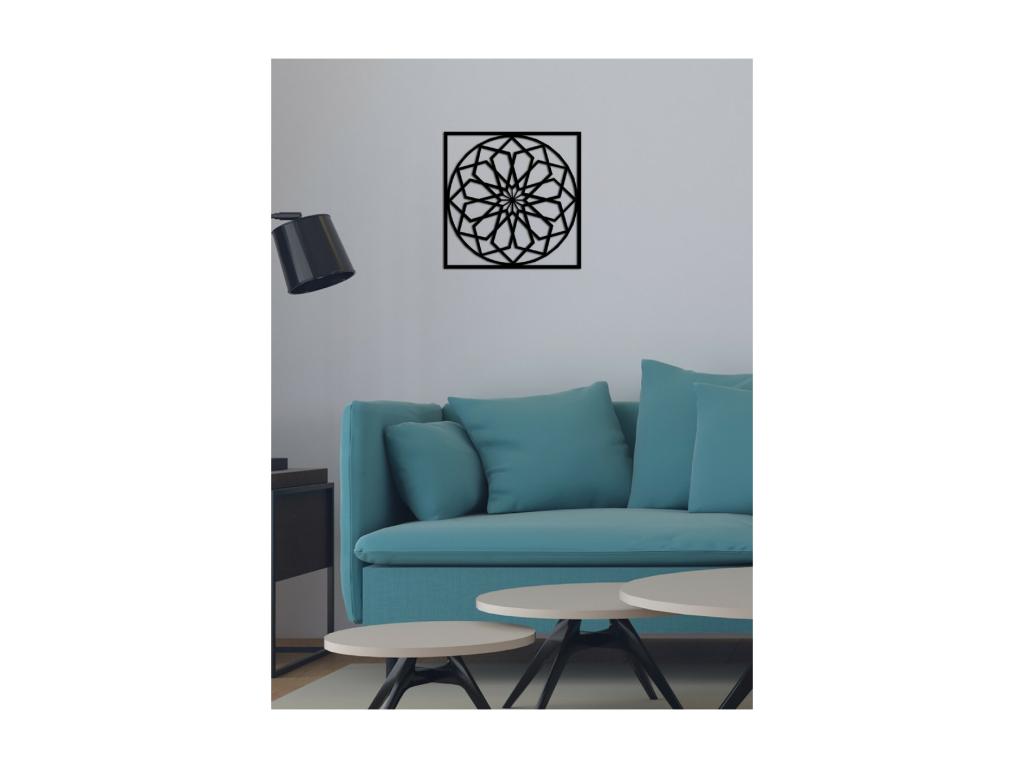 Decoración de Metal Flor 4, Negro, 50x3x50 cm, Mubdelu