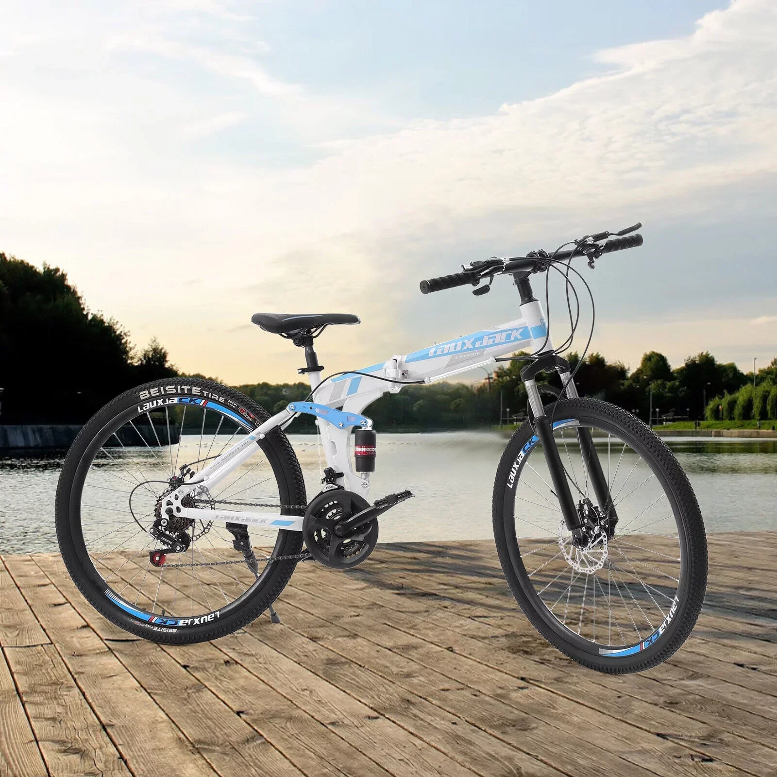 Outroad 26 inch 21 Speed Full Suspension Folding Mountain Bike, High-Carbon Steel, Double Disc Brakes - 120kg Capacity - Image 9 Outroad 26 inch 21 Speed Full Suspension Folding Mountain Bike, High-Carbon Steel, Double Disc Brakes - 120kg Capacity - Image 9